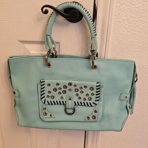 Gustto Made in Spain Leather Turquoise Bag